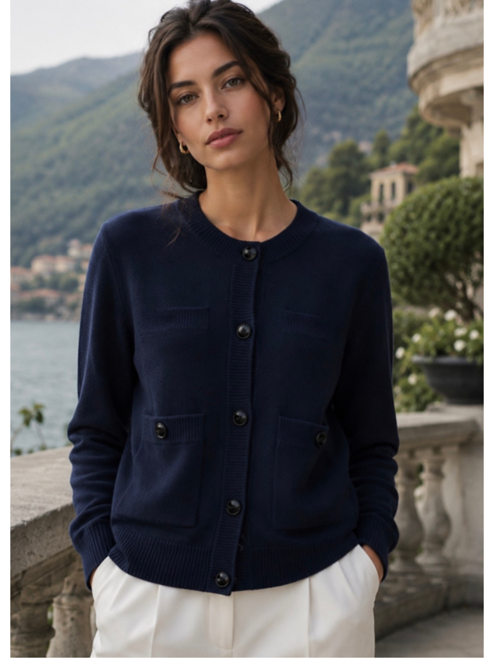 Jenni Kayne Charlotte Wool Cashmere Sweater Blazer Navy XL Classic Quiet Lux NWT